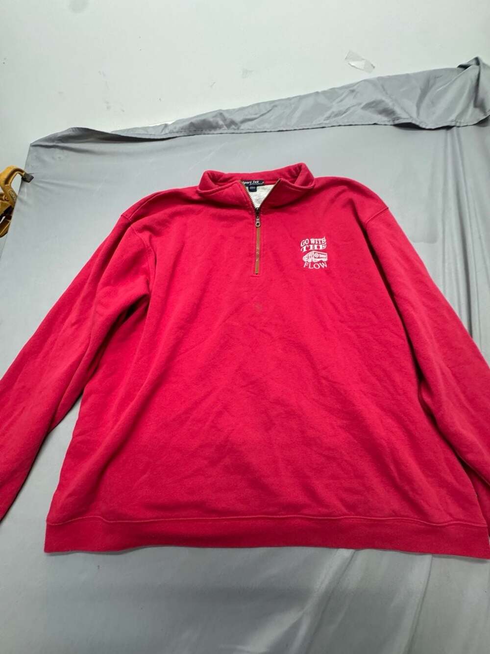 Sport Tek 1/4 Zip Pullover Sweatshirt Red Go With The Flow Embroidered
